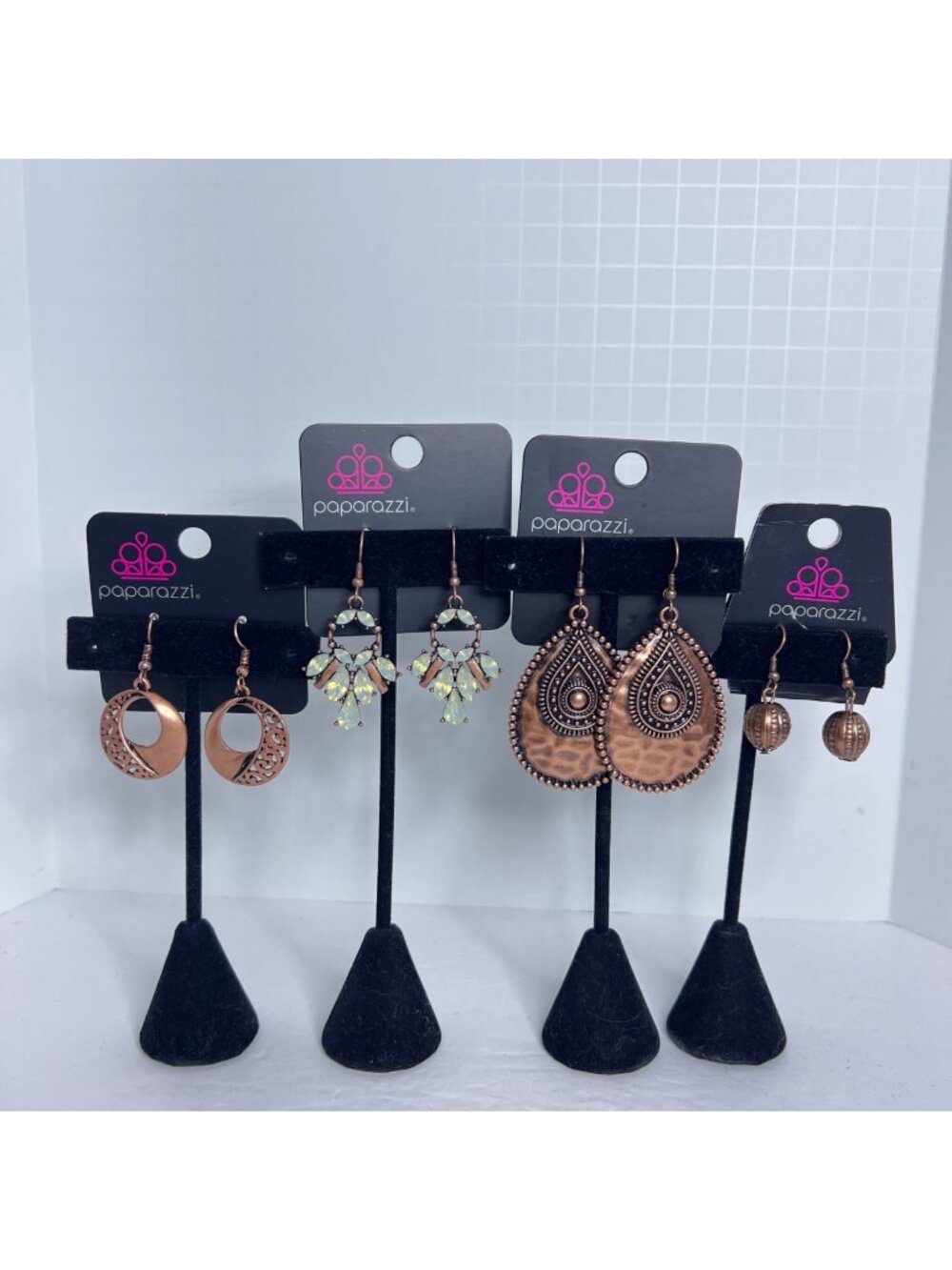 Lot of 4 Paparazzi Copper Tone Pierced Earrings (6435)